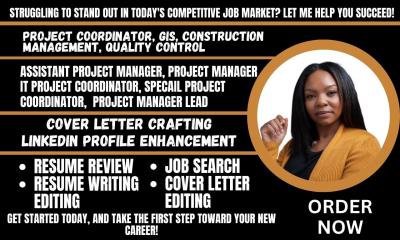 I Will Craft a Professional Resume for Project Coordinator, GIS, Construction Management, and Quality Control Roles