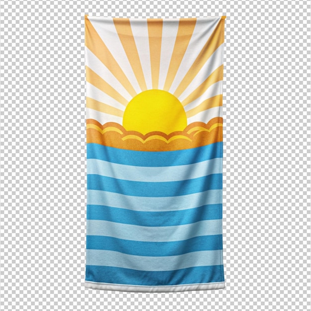 Bright and Cheerful Sunny Beach Towel Design on Transparent Background – Free Download