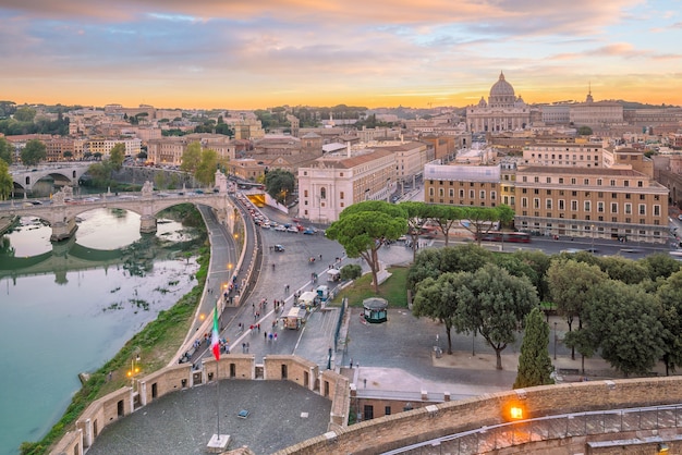 Stunning Sunset View of Rome’s Old Town Skyline from Castel Sant’Angelo – Free to Download