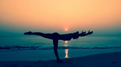 Yoga Poses at Sunset on the Beach – Free Stock Photo Download