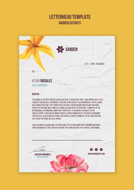 Garden Cutouts Letterhead Template Design – Free to Download