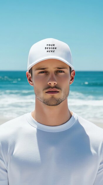 Male Model Wearing White Cap Mockup – Free Download