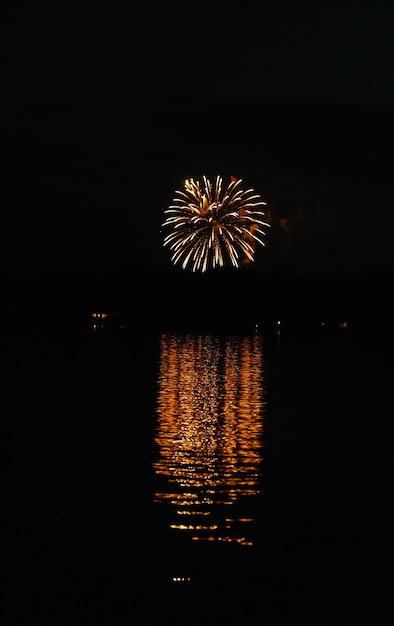 Beautiful Large Fireworks Reflected in Water – Free Stock Photo, Download Free