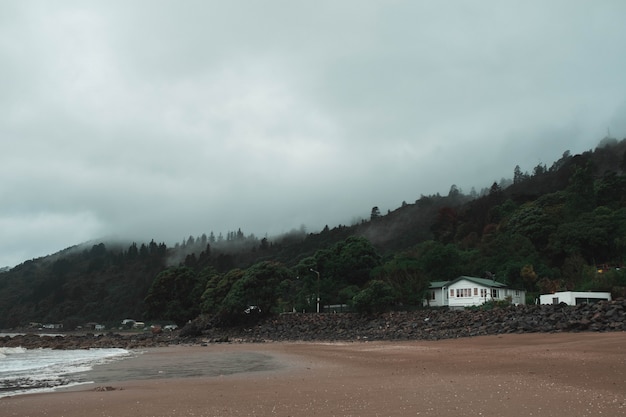 Lonely House on Foggy Seashore Surrounded by Forest – Free Stock Photo, Download Free