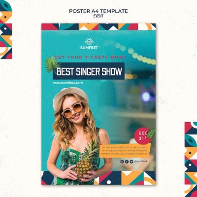 Vertical Poster Template for Summer Party – Free to Download