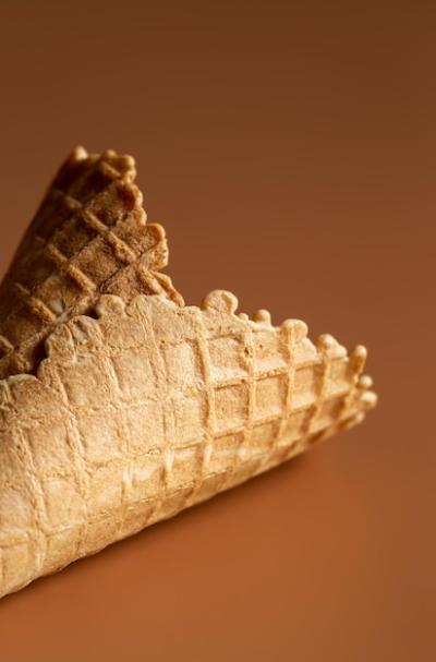 Closeup of Waffle Cone: Creative Macro Concept of Sweets and Food – Free Download