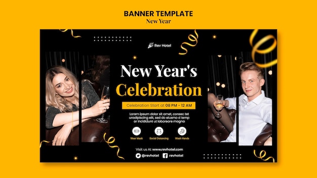 Festive New Year Eve Horizontal Banner Template – Free Download