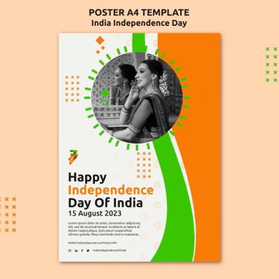 Vertical Poster Template for India Independence Day Celebration – Free Download