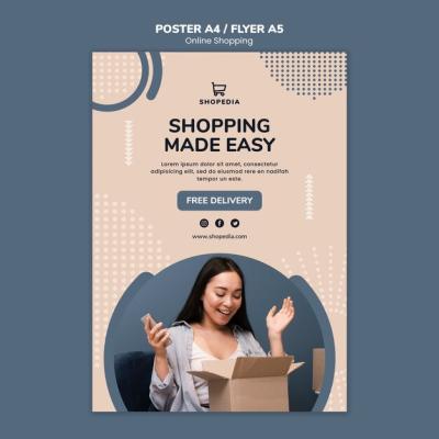 Online Shopping Concept Poster Template – Free Download