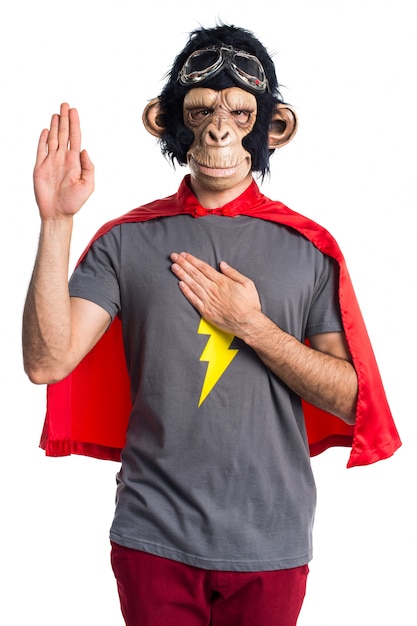 Superhero Monkey Man Taking an Oath – Free Stock Photo for Download