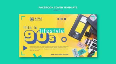 90s Party Facebook Cover Template – Free Download