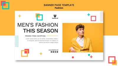 Horizontal Banner Template for Fashion Featuring Male Model – Free Download