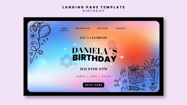 Gradient Birthday Celebration Landing Page – Free Download