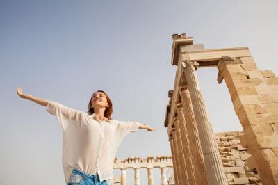 The tourist near the Acropolis of Athens, Greece – Free Stock Photo for Download