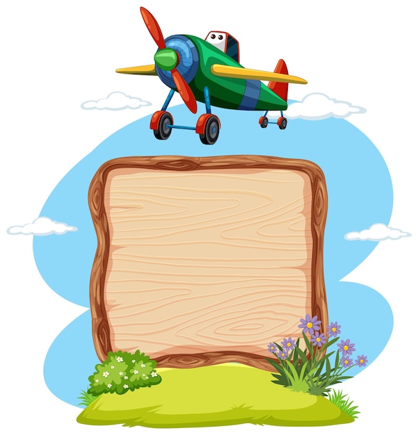 Colorful Plane Flying Above Wooden Sign – Free Stock Photo for Download