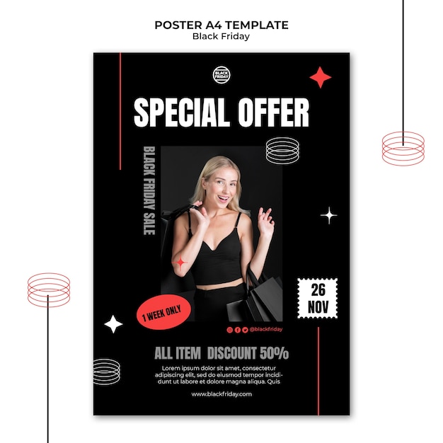 Black Friday Special Offer Poster Template – Download Free Stock Photo