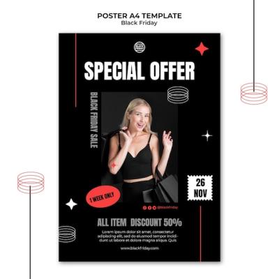 Black Friday Special Offer Poster Template – Download Free Stock Photo