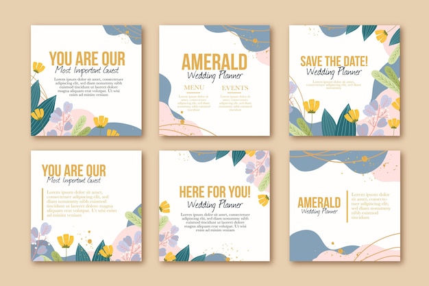 Wedding Instagram Post Collection – Free Download | Vector Templates