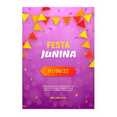 Realistic Festas Juninas Poster with Decoration – Free Download