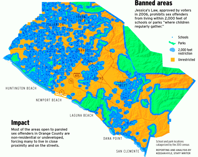 Where are sex offenders Jessicas Law complicates monitoring Orange 