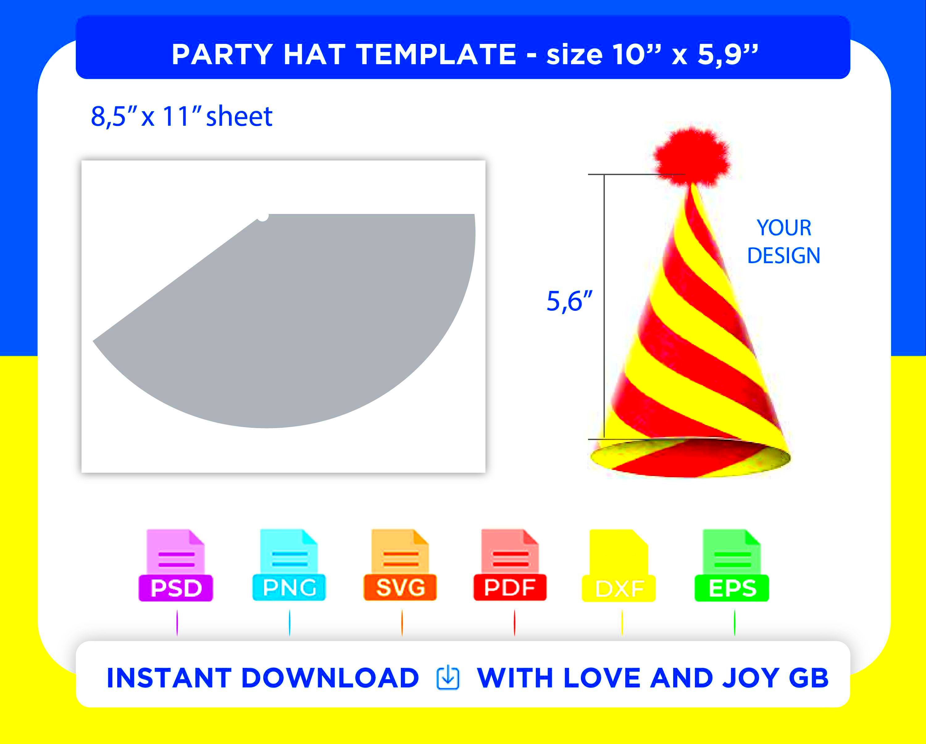 Party Hat Template Png Svg Dxf Eps Pdf Label Wrapper Cut File 