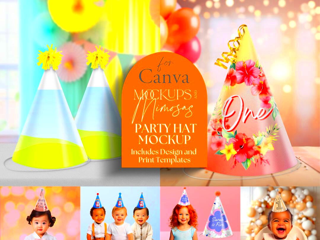 CANVA PARTY HAT Mockup Party Hat Template Party Printable Party 