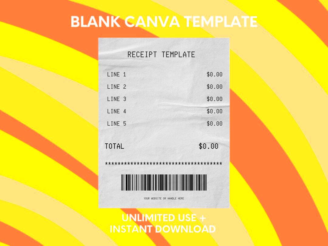 Aesthetic Receipt CANVA Template INSTANT DOWNLOAD Customizable Social 