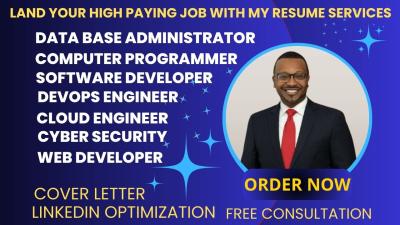 I will write cloud engineer, data engineer, web developer, devops engineer, tech resume