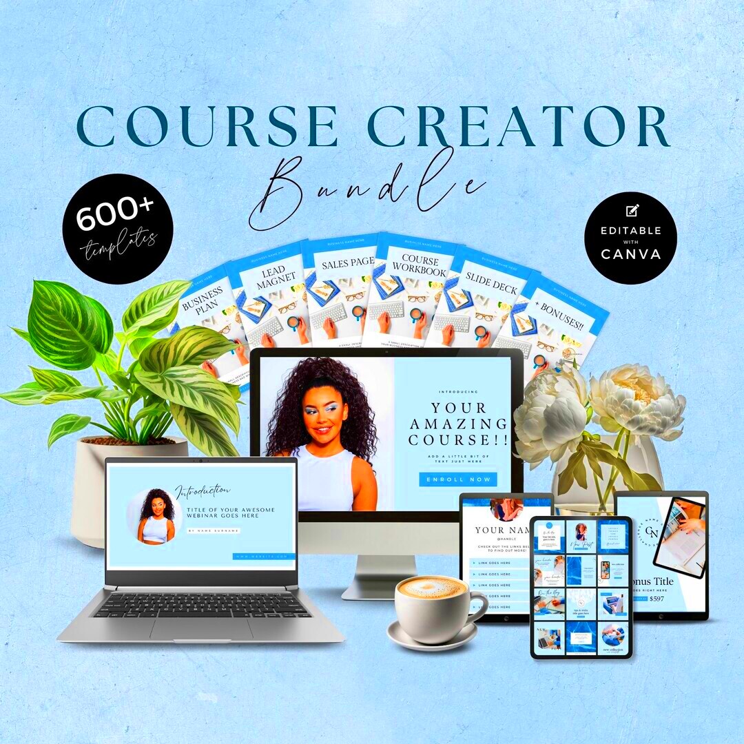 Course Creator Canva Template Online Course Coach Marketing Kit 