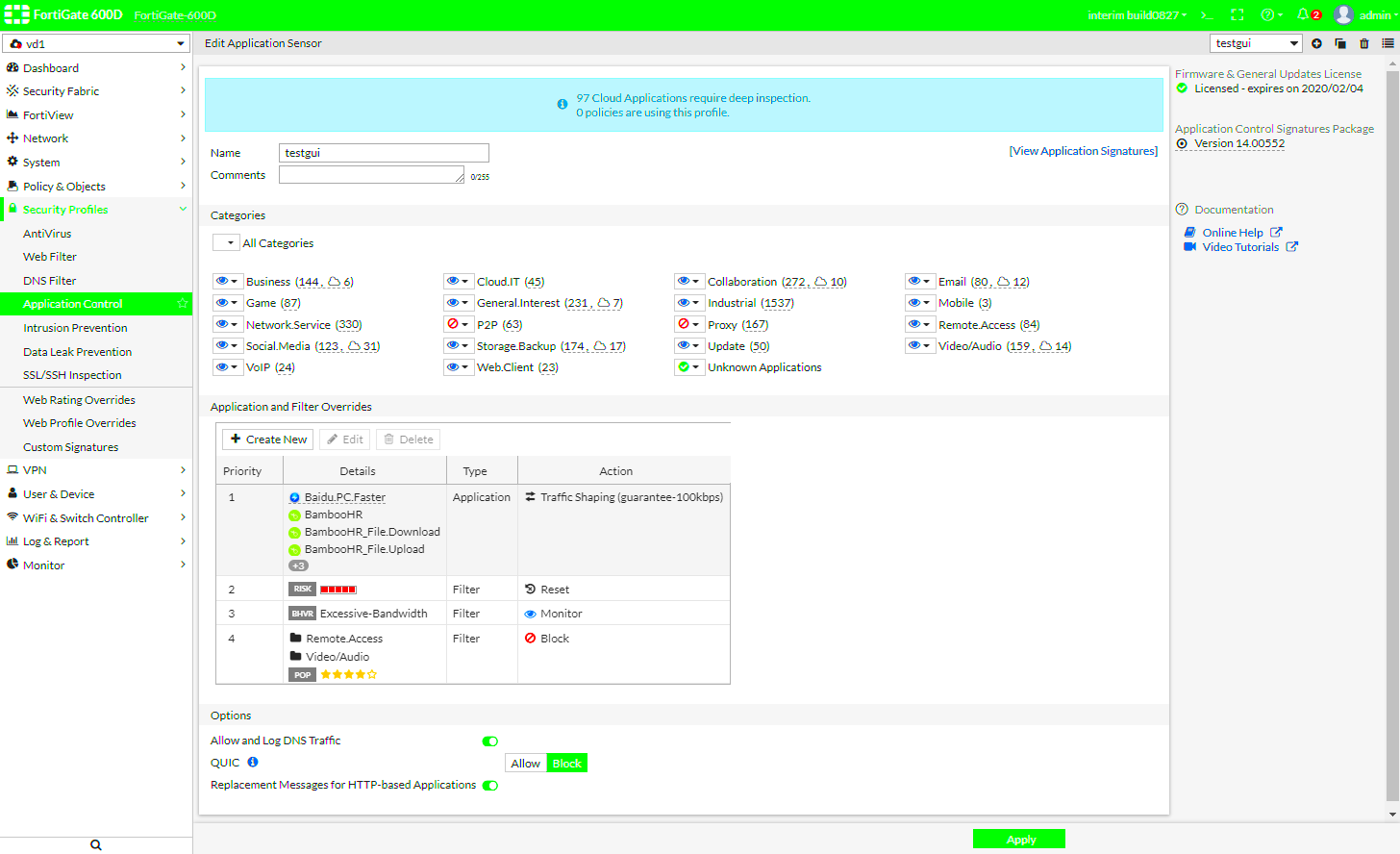 How to Disable Fortiguard Application Control