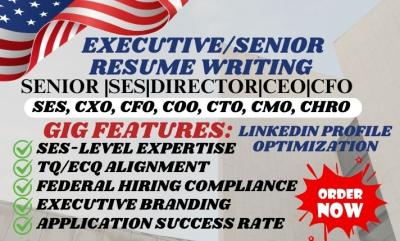 I Will Write Executive Resume, Federal Resume Writing, ECQ Resume, ATS Compliant Resume