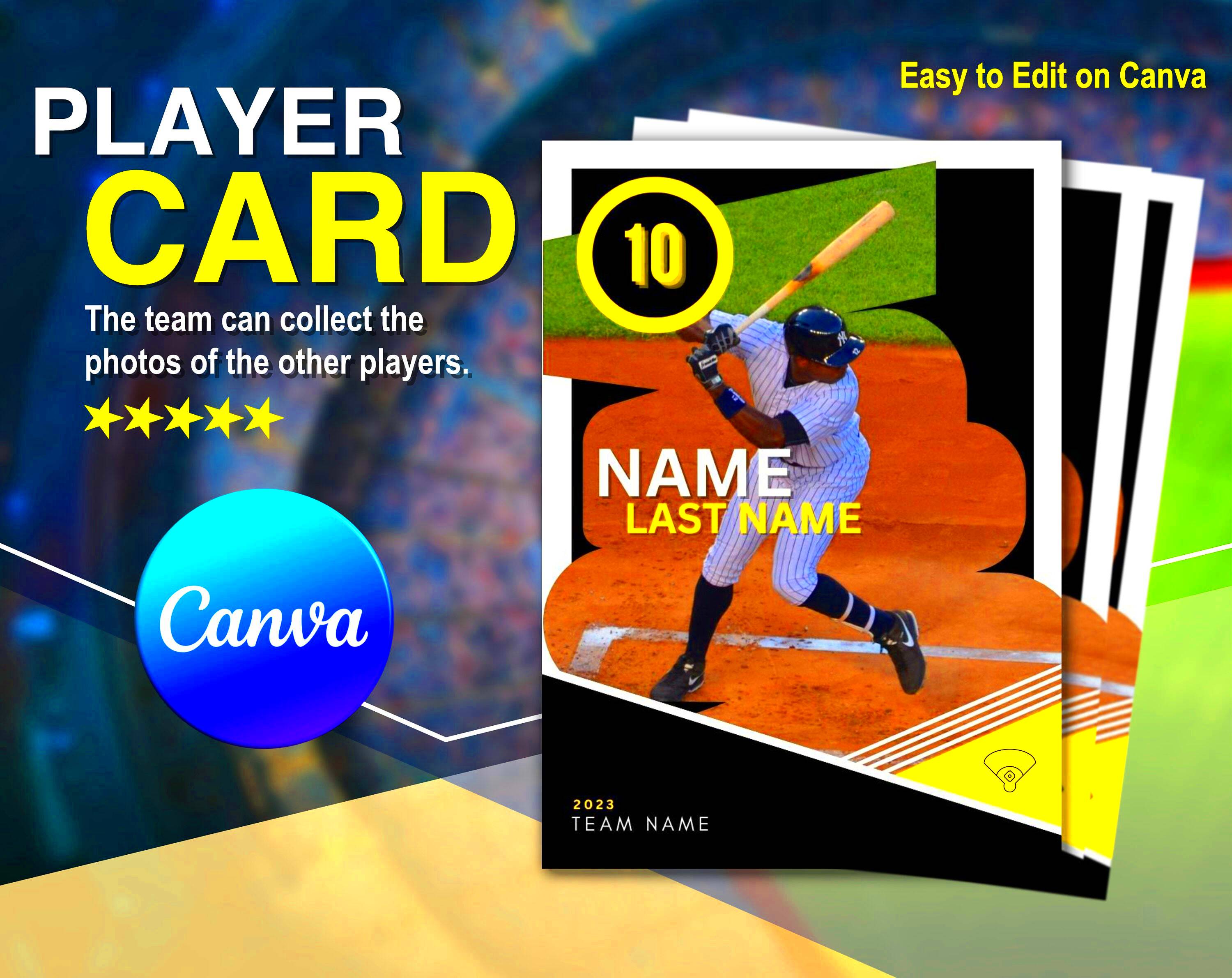 Canva Baseball Card Template Player Card Baseball Baseball 