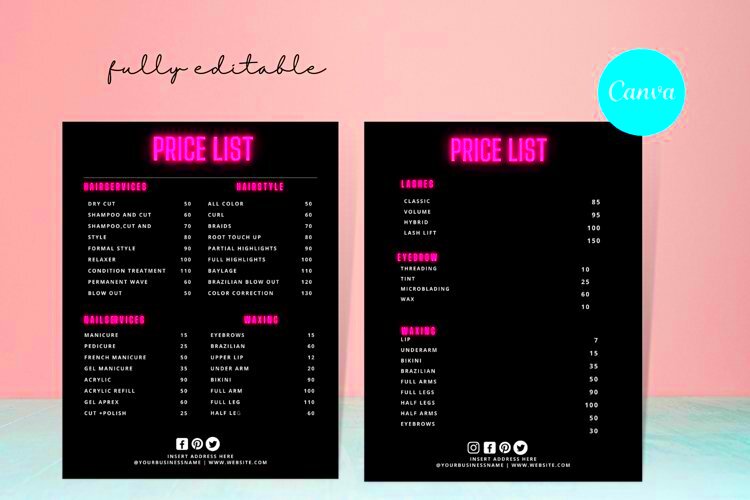 Price List Template on Canva 1906278