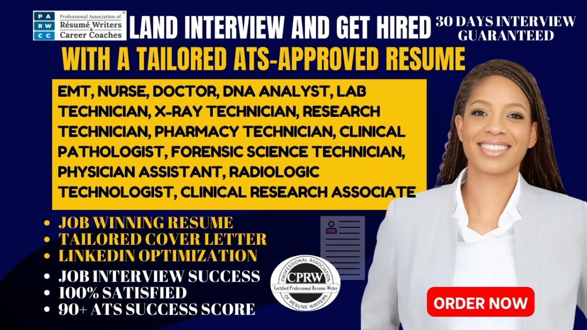 I Will Create an ATS-Compatible Resume for Lab Technicians, DNA Analysts, Pharmacy Technicians, and EMTs