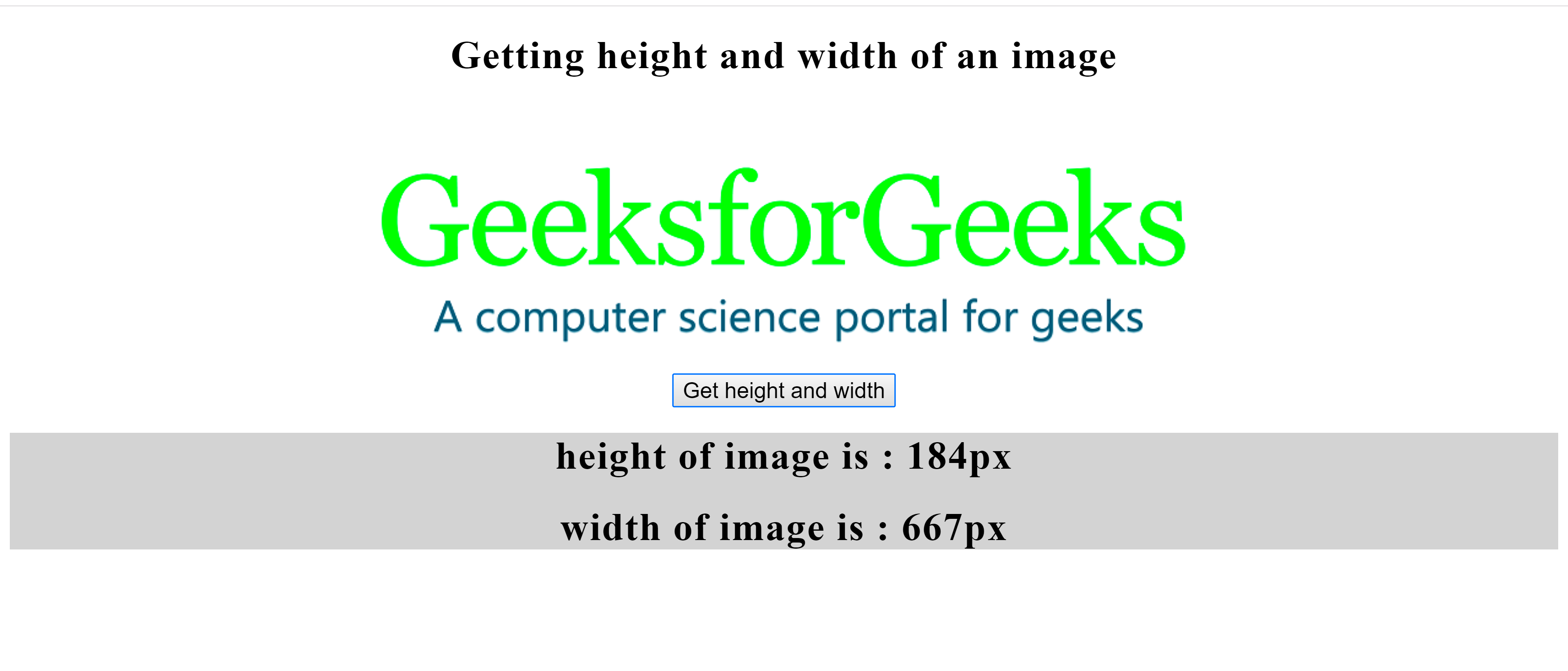 How to get the image size height  width using JavaScript 