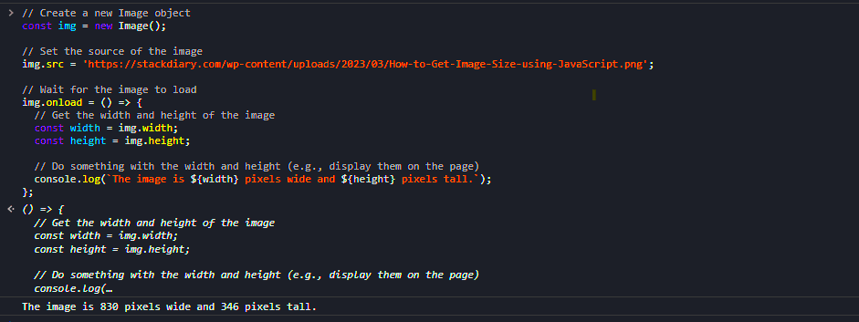 How to Get Image Size Height  Width using JavaScript