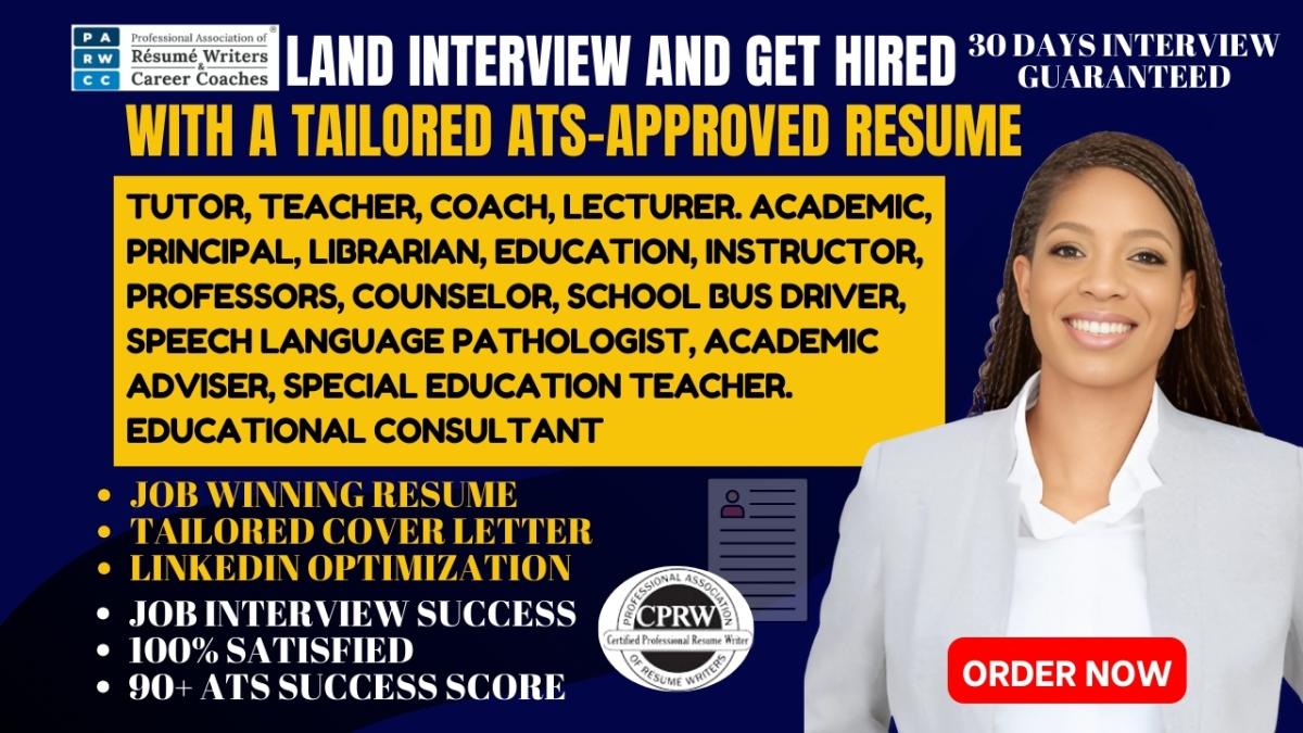 I Will Create an ATS-Optimized Professional Resume for Educators