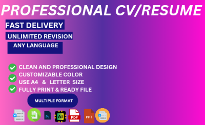 I Will Design and Revamp Your CV, Resume, Cover Letter, and Pitch Deck Presentation in Just 2 Hours!