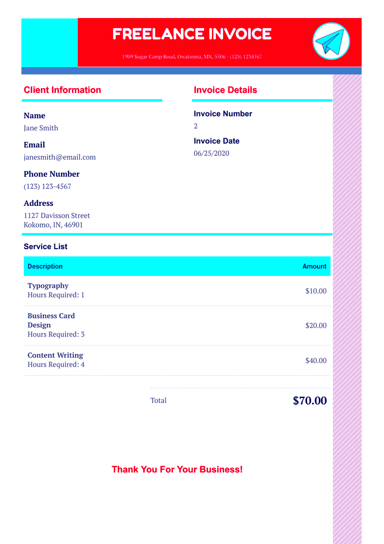 Freelance Invoice Template PDF Templates Jotform