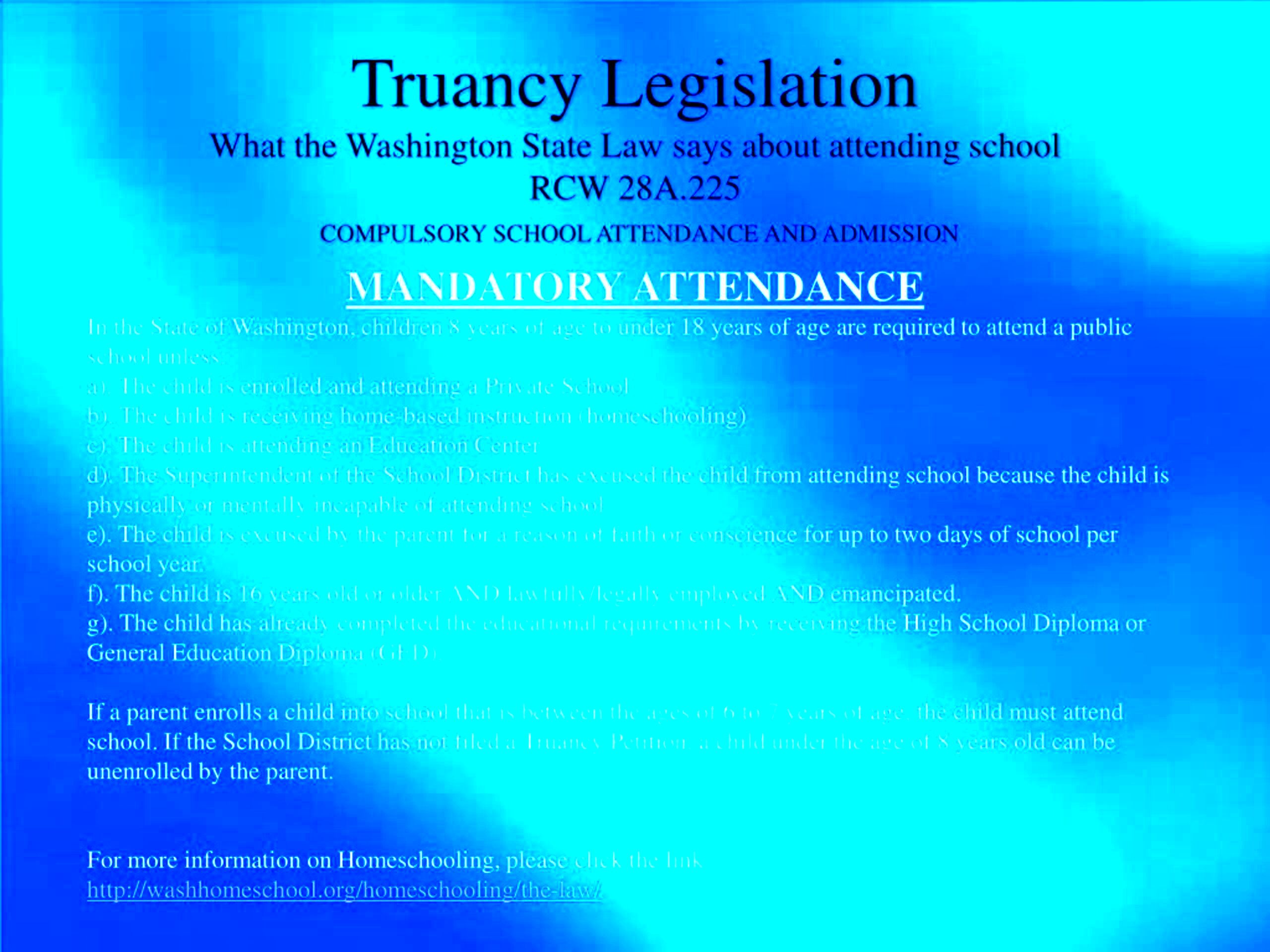 PPT TRUANCY LEGISLATION RCW 28A225 Effective 9l95 PowerPoint 