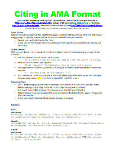 AMA Citation  34 Example Format PDF