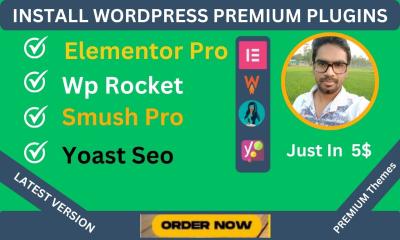 I Will Install Elementor Pro, WP Rocket, Smush Pro, and Yoast SEO Premium WordPress Plugin