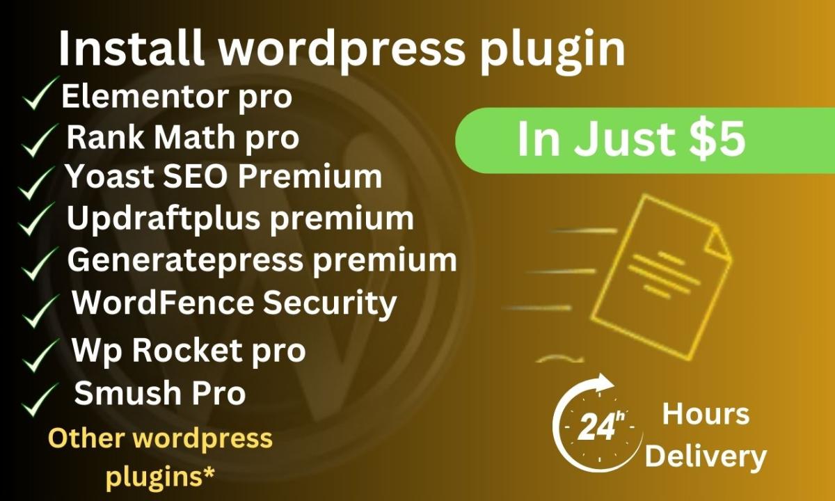 I Will Install Elementor Pro, WP Rocket, and Rank Math Premium WordPress Plugins