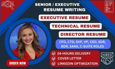 I Will Write Executive Resume, Resume Writing, LinkedIn Profile Optimization