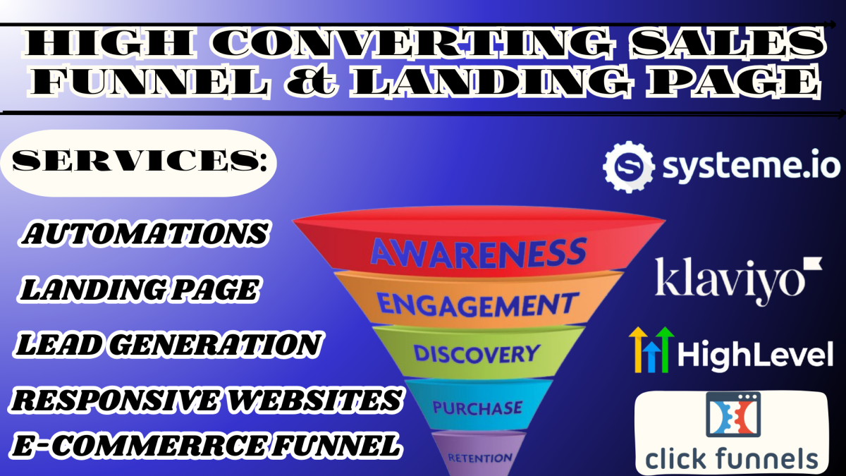 I Will Be Your GoHighLevel ClickFunnels Expert for Klaviyo Sales Funnel and Landing Page