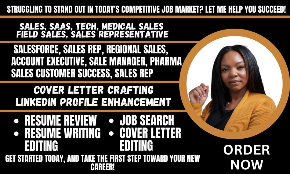 I Will Craft an Outstanding Sales Rep Resume for Salesforce, Medical Sales, Tech, and SaaS