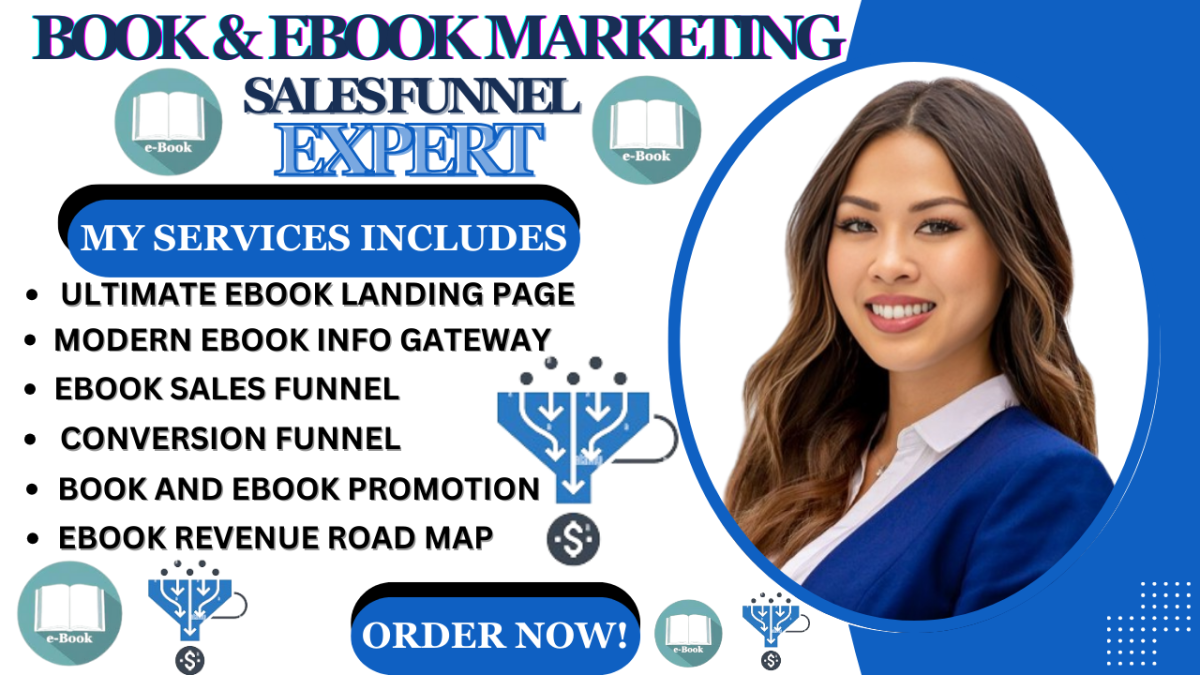 I Will Create a Modern eBook Marketing Sales Funnel & Landing Page and Promote Your eBook