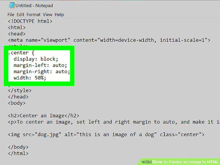 How to Center an Image in HTML with Pictures  wikiHow