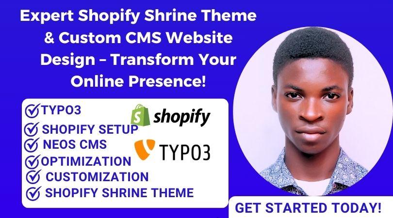 I Will Design Your Shopify Store with Shrine Theme and Typo3, Neos CMS Website