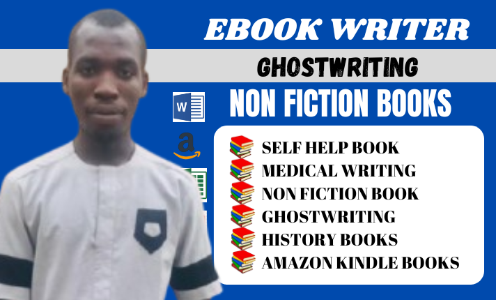 I will ghostwrite 30k words ebook writing, kdp book writing, medical writing, self help